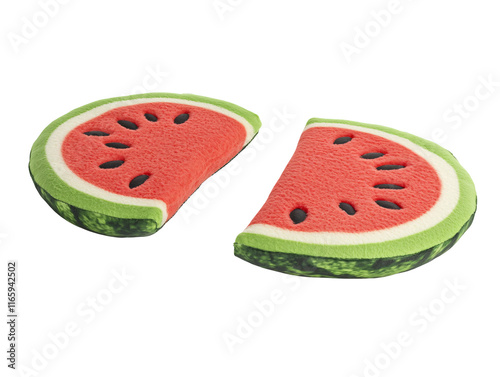 Isolated Two Slices of Felt Watermelon photo