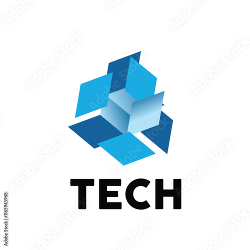Logo Tech, blue, gradient, corporate, design, technology, letter, digital, icon, business, brand, media, abstract, logotype, vector, alphabet, shape, intelligence, geometric, template, modern, web