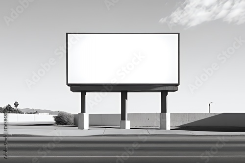 Blank Billboard Stands Beside A Roadway photo