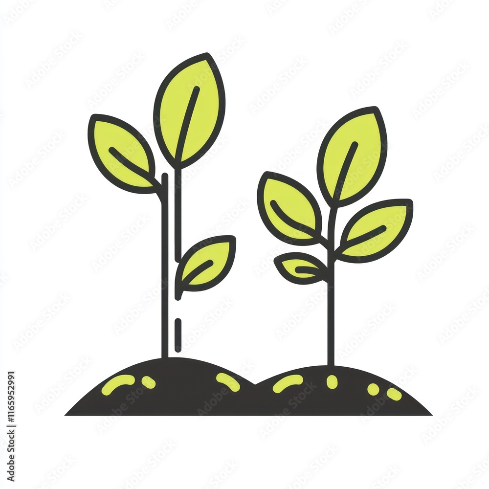 Two Young Plants Growing In Soil Two Young Plants Growing In Soil