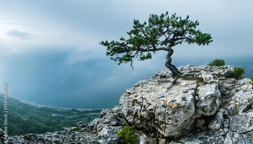 Pine tree on the top of the mountain in Crimea, Ukraine Pine tree on the top of the mountain in Crimea, Ukraine