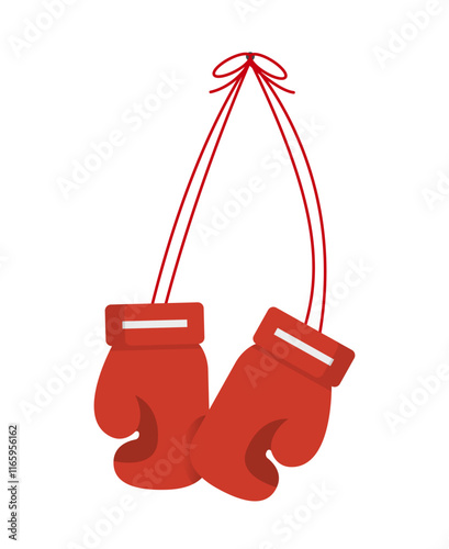 Hanging boxing gloves icon. Vector.