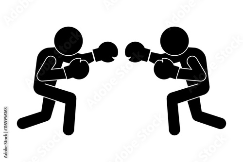 Boxing match silhouette icon. Vector.
