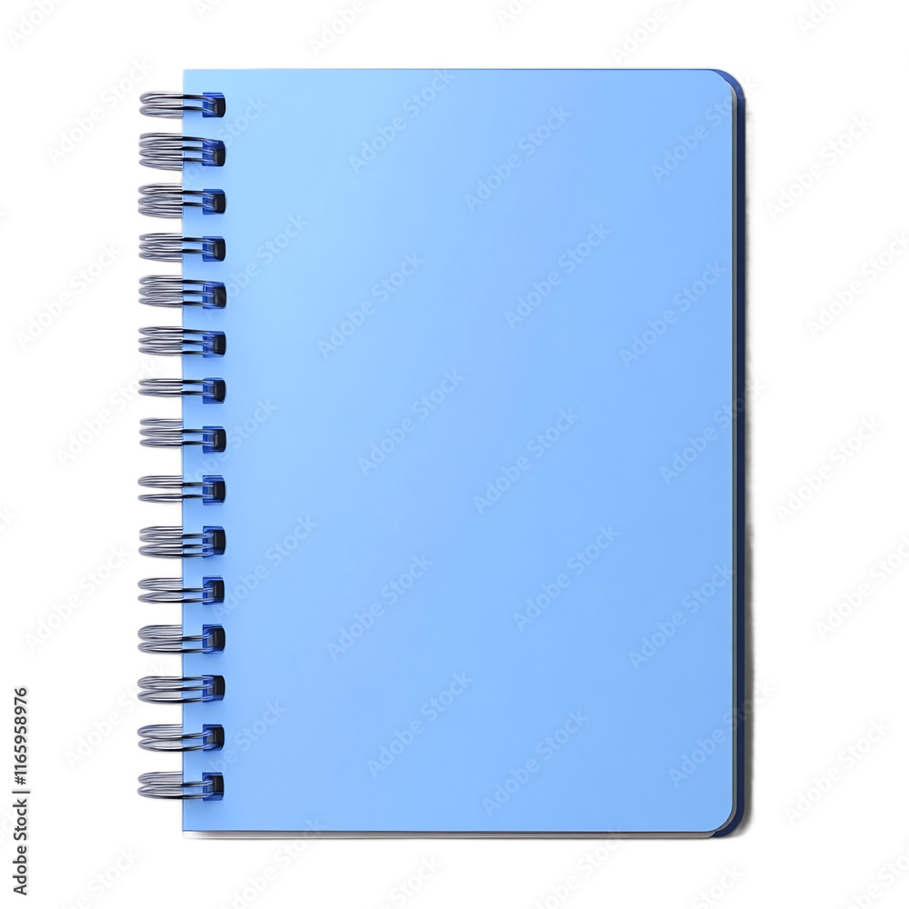 a blank blue spiral notebook on a white background. a blank blue spiral notebook on a white background.