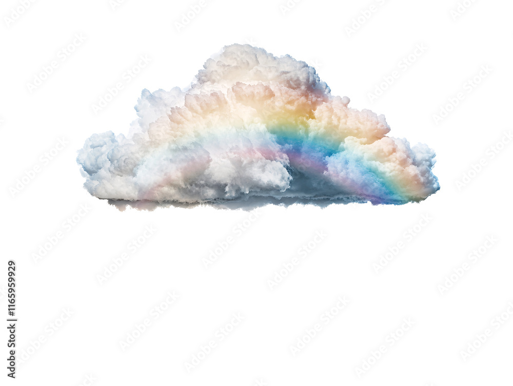 Isolated White Cloud and Rainbow Effect Isolated White Cloud and Rainbow Effect