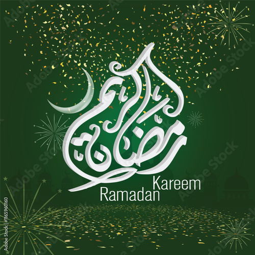 Ramadan kareem social media stories template with arabic calligraphy means generous holiday vector illustration. Ramadan is holy month in Islam