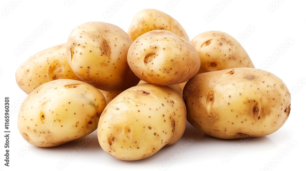 Potatoes isolated on white background. Clipping Path. Full depth of field. Potatoes isolated on white background. Clipping Path. Full depth of field.