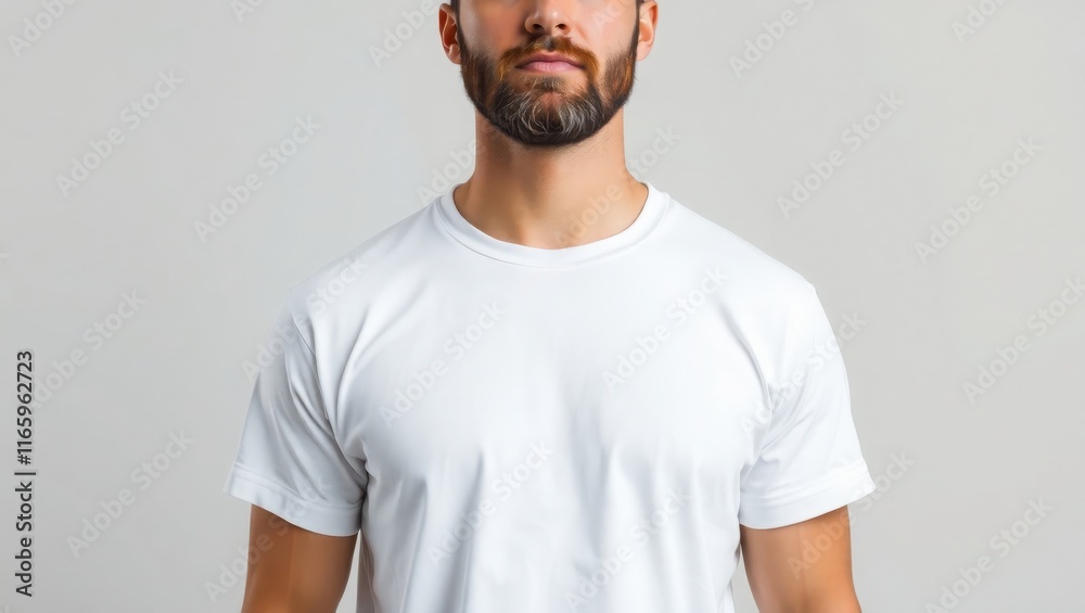 Man Wearing a Plain White T Shirt