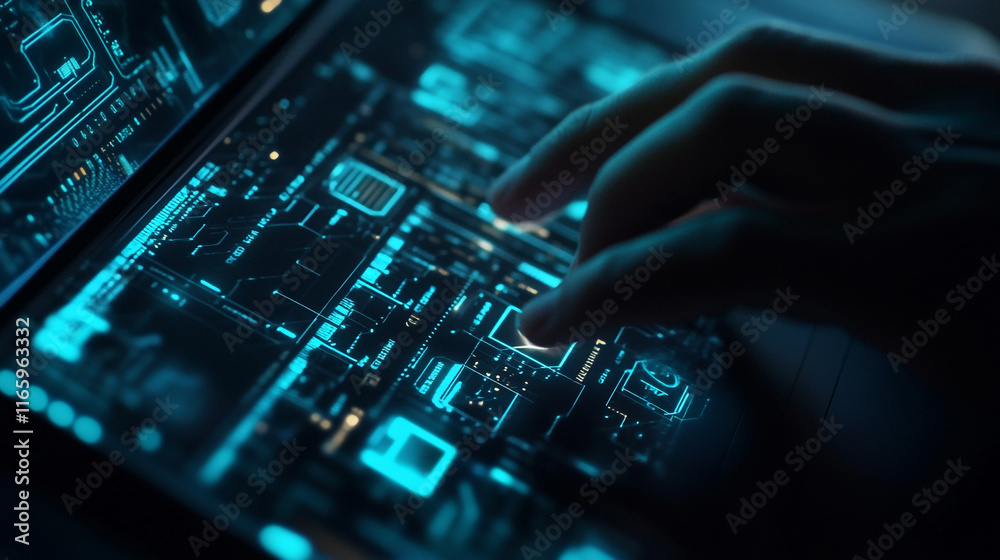 Exploring advanced technology through touch on a digital interface in a dark environment Exploring advanced technology through touch on a digital interface in a dark environment