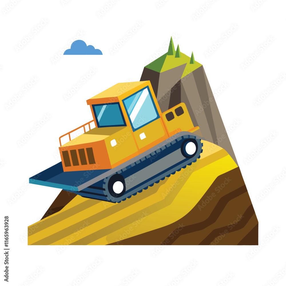 Naklejka premium Construction machinery vehicle vector illustration