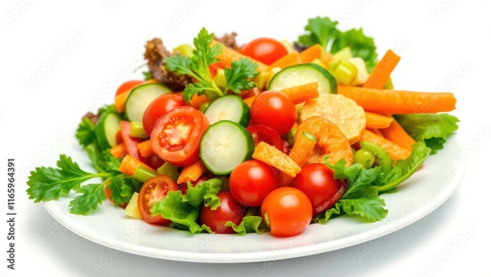 Fresh vegetable salad with tomatoes cucumbers and carrots Fresh vegetable salad with tomatoes cucumbers and carrots