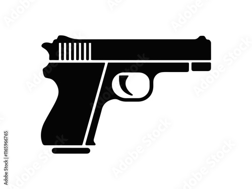 Silhouette of a Handgun; Firearm Design with Trigger and Grip Details.