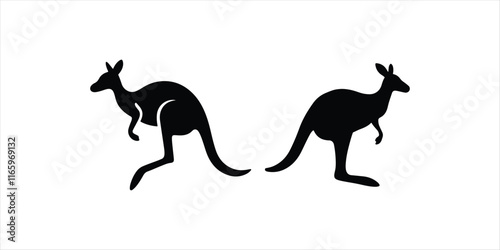 kangaroo set hand drawn illustration on white background. kangaroo vector.