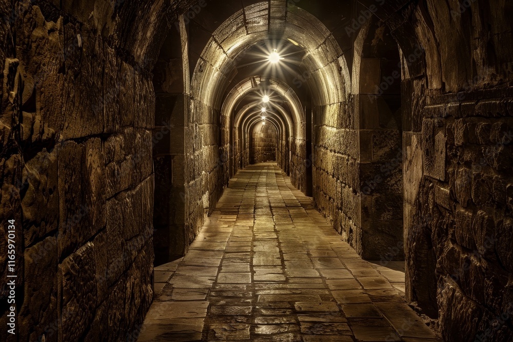 An ancient castle corridor features arched stone walls and a cobblestone floor illuminated by warm lights. The atmosphere is rich with history, inviting exploration and wonder. An ancient castle corridor features arched stone walls and a cobblestone floor illuminated by warm lights. The atmosphere is rich with history, inviting exploration and wonder.