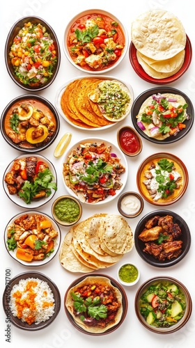 A Colorful Fiesta of Flavors: Diverse Mexican Dishes in a Stunning Array photo