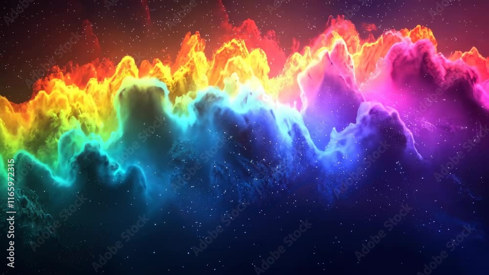 Neon rainbow on black background. Selective focus. Color. Neon rainbow on black background. Selective focus. Color.