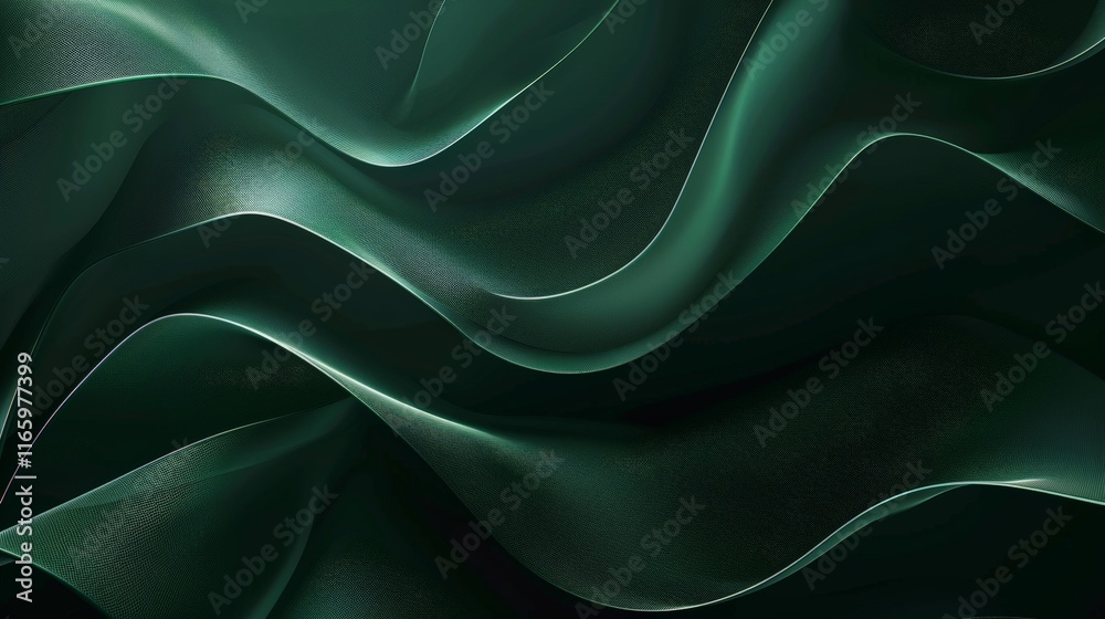 Obraz premium Flowing lines create an elegant and wavy pattern, perfect for a sophisticated green background or wallpaper