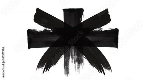 Paint brush strokes stock animation of black on a white background. Hand drawn brush stroke.suitable for Abstract background for presentations and ads. alpha channel only 4k.