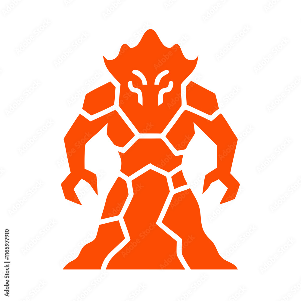 Create a molten magma golem mascot logo.