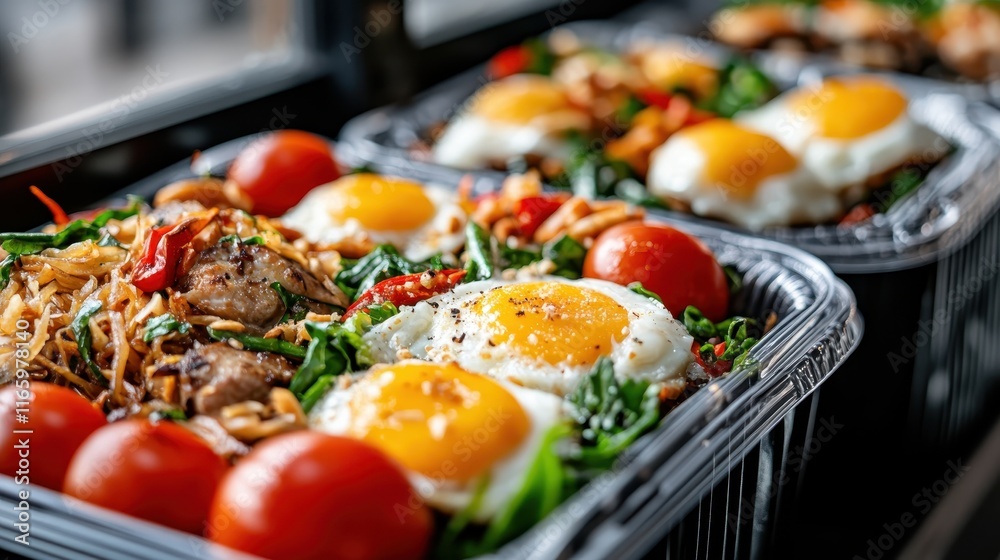 A stunning presentation of eggs sunny-side up nestled among fresh greens and tomatoes captures the essence of wholesome dining and culinary artistry. A stunning presentation of eggs sunny-side up nestled among fresh greens and tomatoes captures the essence of wholesome dining and culinary artistry.