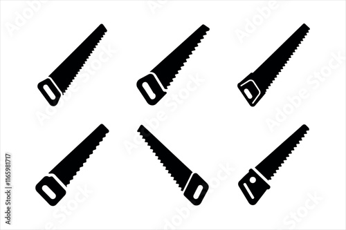 Hand Saw Icons Set on White Background