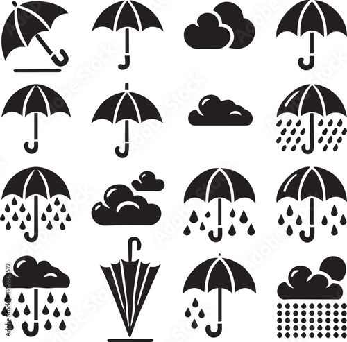 umbrella icon set vector