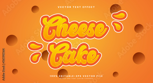 Cheese Cake 3d editable text effect Template with cartoon style