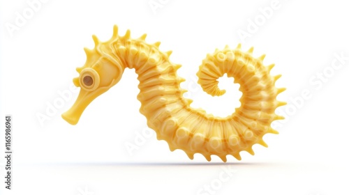 Yellow stylized seahorse isolated on white background. photo