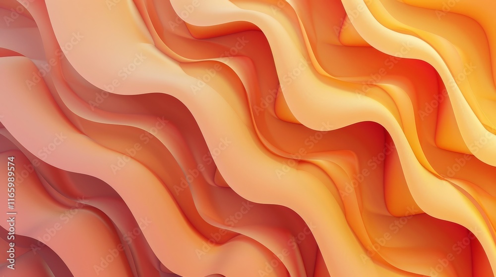 Fototapeta premium Flowing orange waves create a dynamic and visually appealing abstract background, perfect for modern wallpaper designs