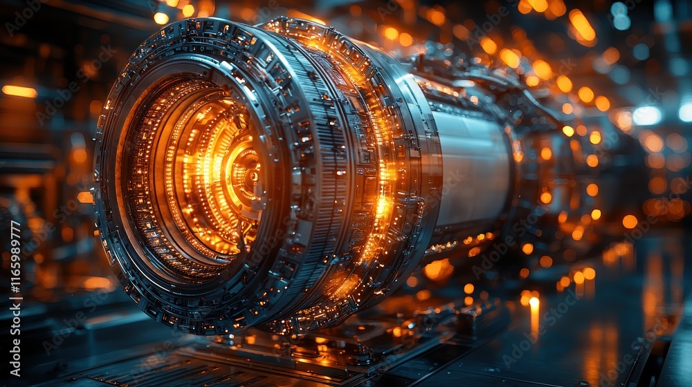 Futuristic energy core with glowing elements. Futuristic energy core with glowing elements.