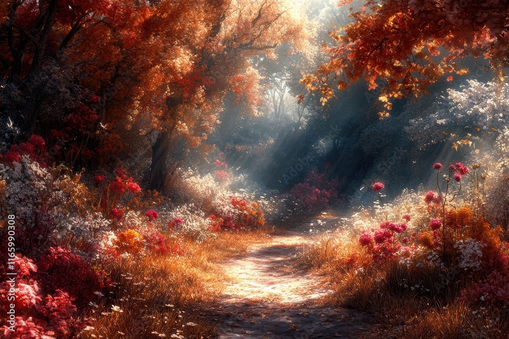 Fototapeta premium Forest with a path through it