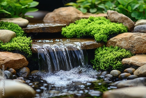 Small stream of water flows over a rock ledge