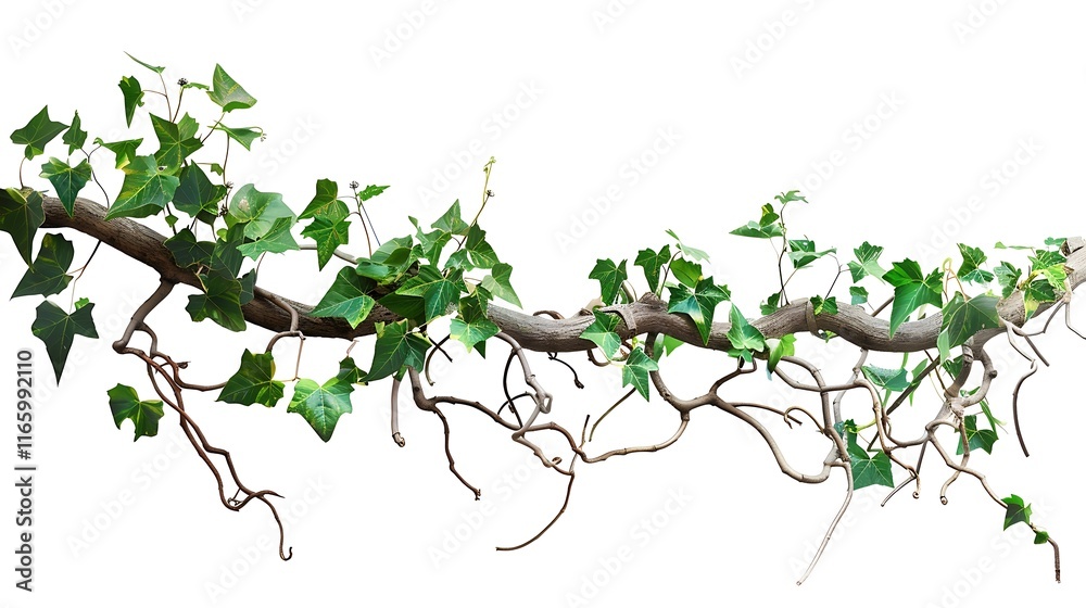 Twisted wild vine ivy planted on isolated branches Twisted wild vine ivy planted on isolated branches
