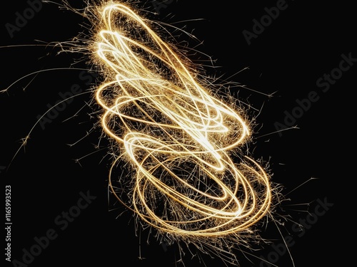 Burning sparkler on a black background wallpaper, light painting