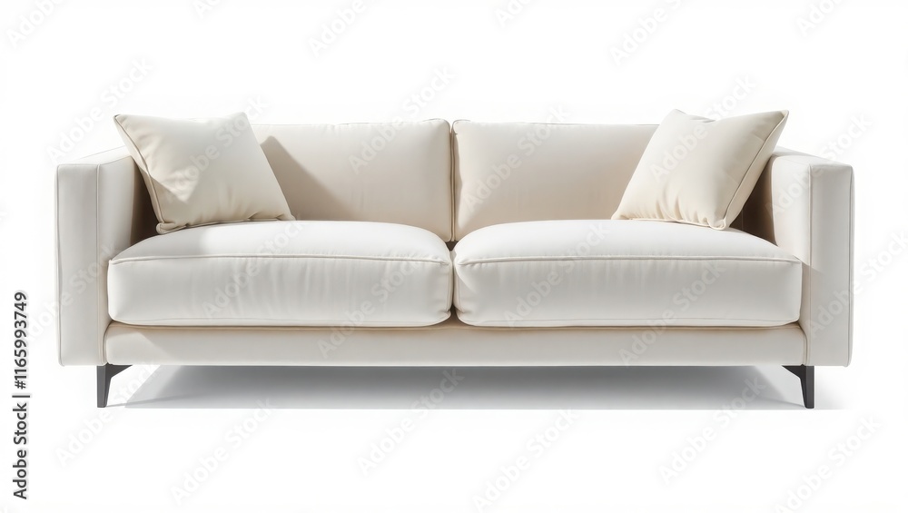 Elegant Off White Two Seater Sofa With Pillows Elegant Off White Two Seater Sofa With Pillows