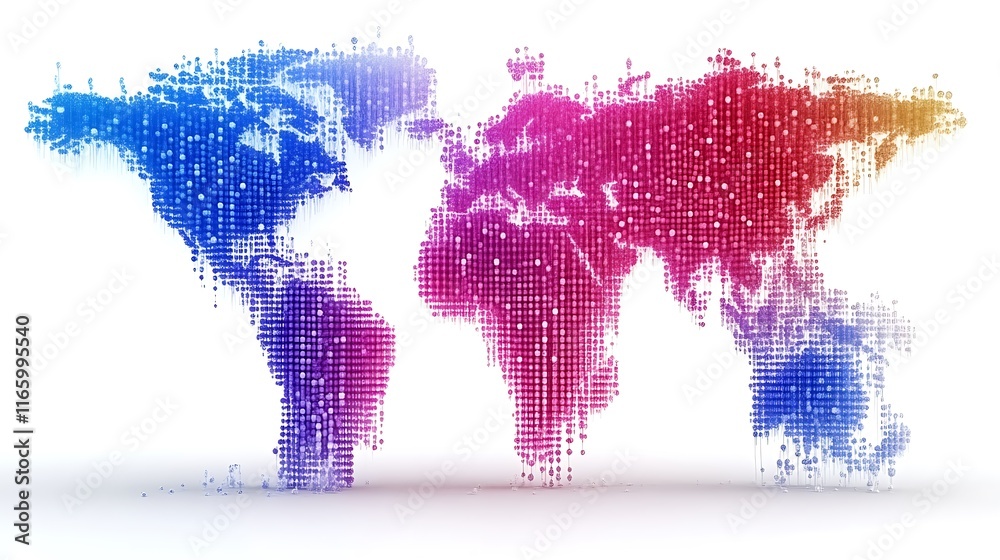 Abstract Colorful World Map Data Visualization
