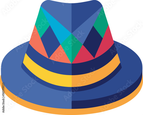 Colorful felt fedora hat isolated on white, a classic fashion accessory