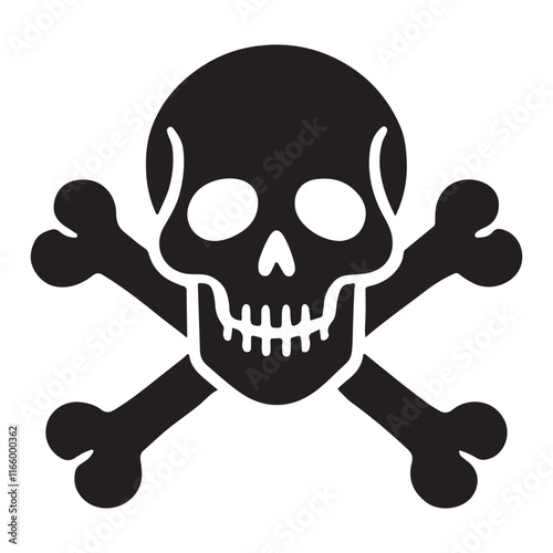 Skull and Crossbones Silhouette Icon Warning of Danger