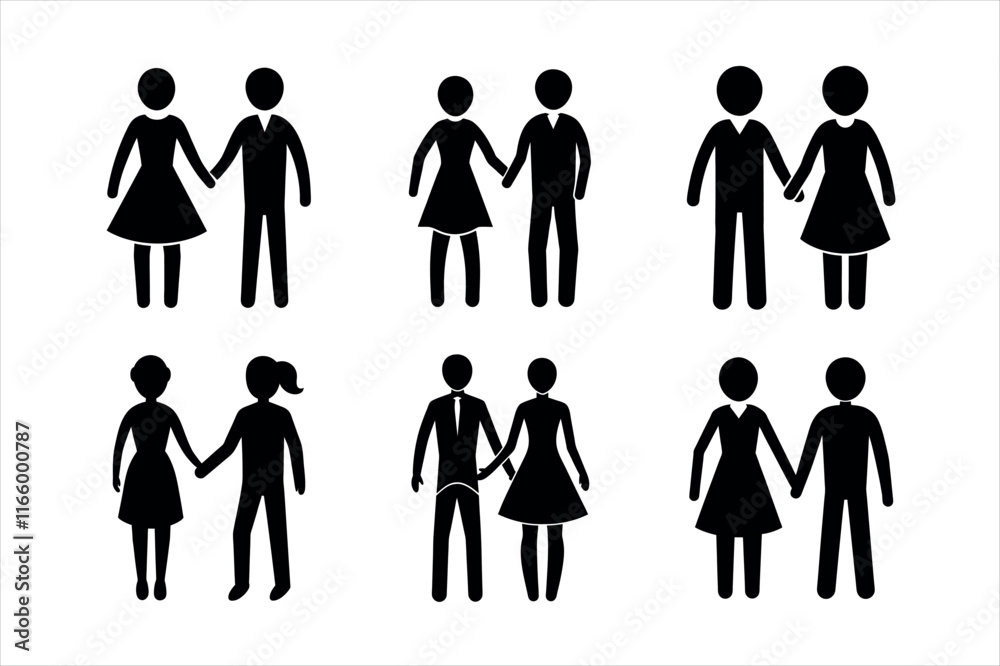 Couple holding hand silhouette icon design Couple holding hand silhouette icon design