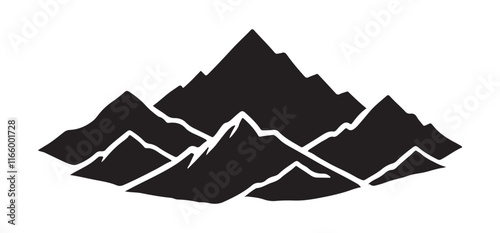 Majestic Silhouette Mountain Range Vector Illustration
