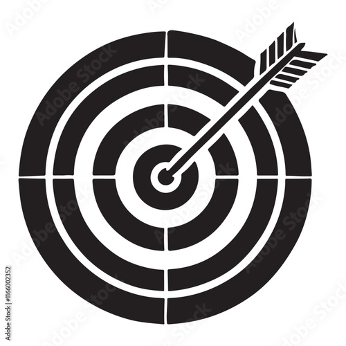 Bullseye Target with Arrow Silhouette Icon