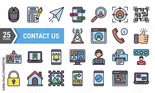 25 Colorful Contact Us Icons for Websites and Apps.