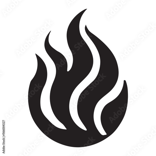Fire Flame Silhouette Icon Representing Energy and Heat