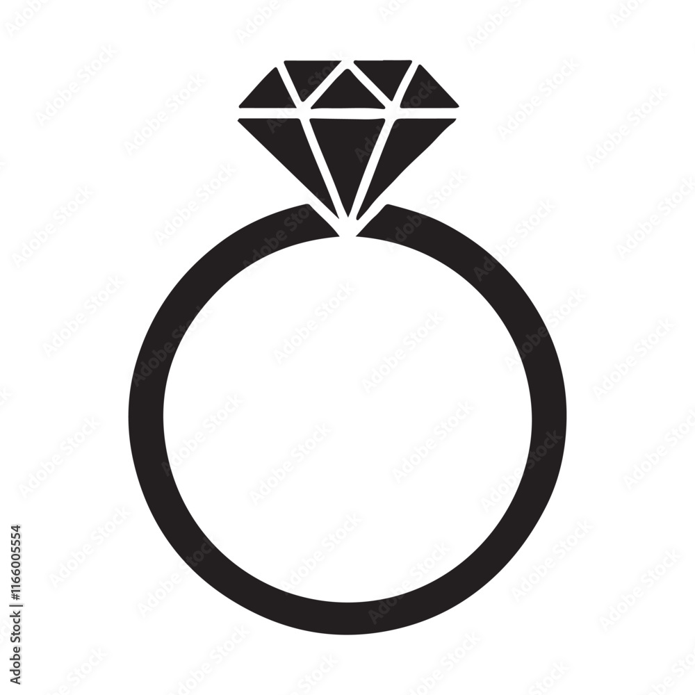 Diamond Ring Silhouette Icon Simple Design Diamond Ring Silhouette Icon Simple Design