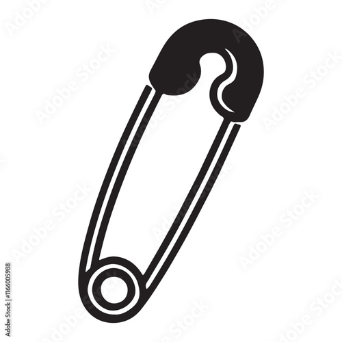 Safety Pin Silhouette Vector Illustration