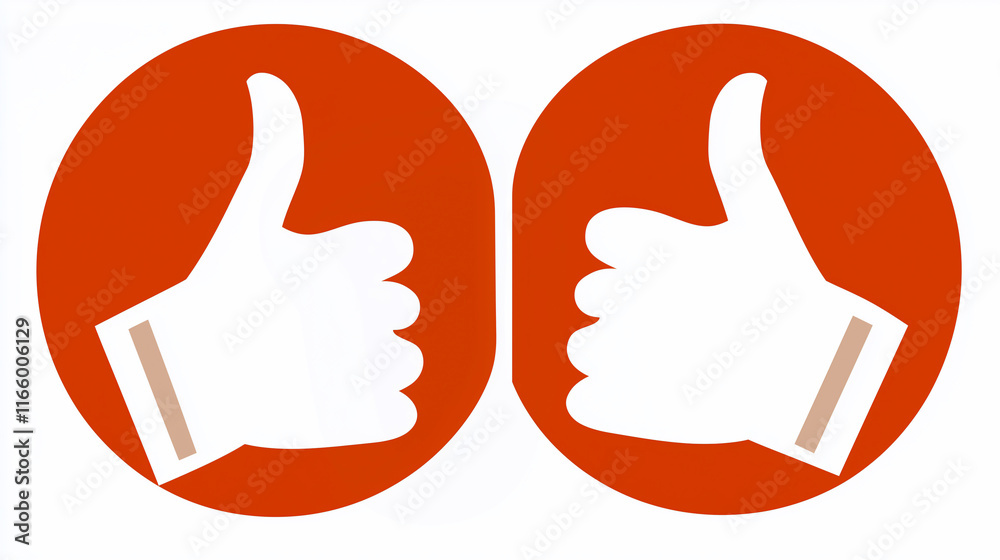 Two Thumbs Up Vector Design in Red and Orange Circles on White Background Two Thumbs Up Vector Design in Red and Orange Circles on White Background