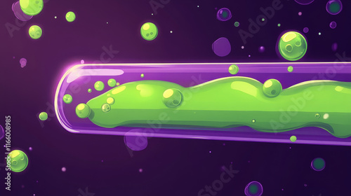 Game ui loading progress bars vector set, cartoon interface gui design elements. Status and resources scales of power with green toxic liquid and air bubbles in purple stripe, isolated 2d illustration