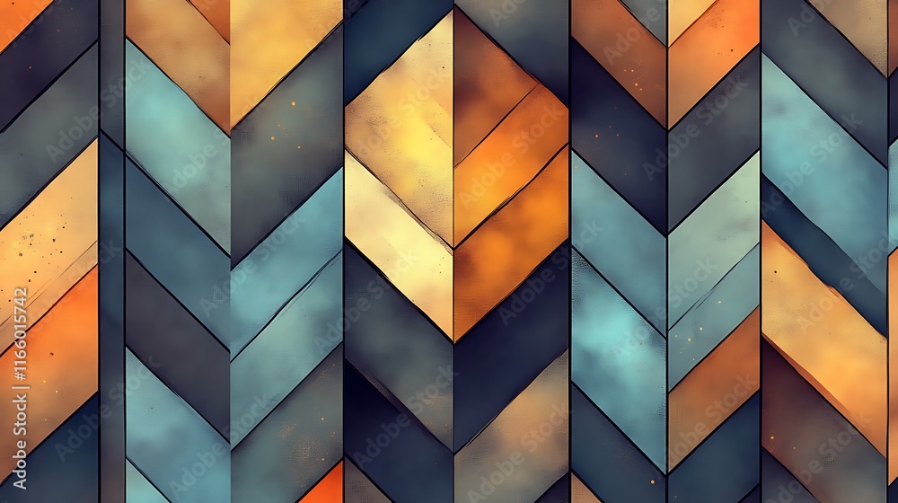 Abstract Chevron Pattern With Warm And Cool Tones