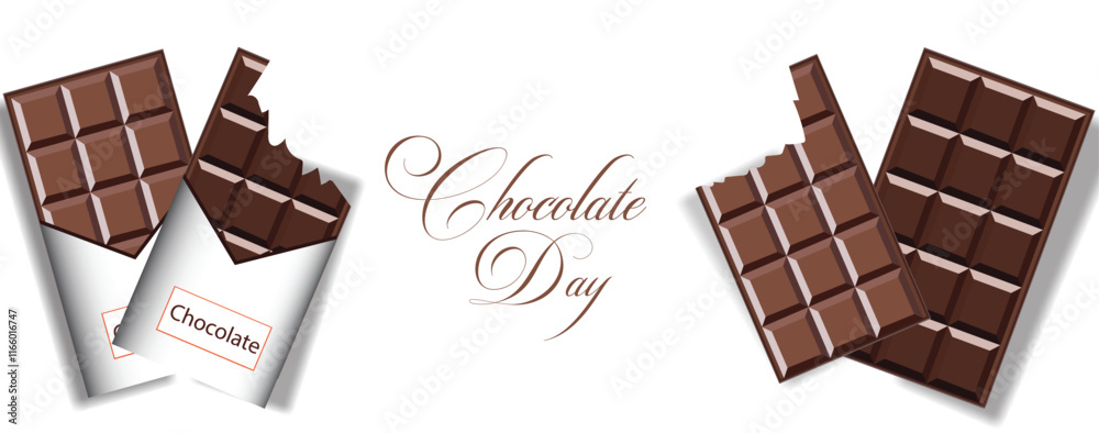 Chocolate Day, World Chocolate Day, Social Media Banner, varied chocolate. Milk chocolate pieces, Dark Chocolate, Isolated On a White Transparent Background, Chocolate, advert, Cadbury, happy. bars.