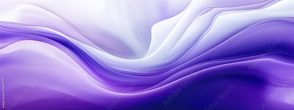 Fototapeta premium Abstract fluid waves, ethereal purple and white gradients, smoky textures, flowing energy, cosmic nebula, silk-like ripples, dream-like atmosphere, soft focus, mystical aura, violet hues, wispy curves